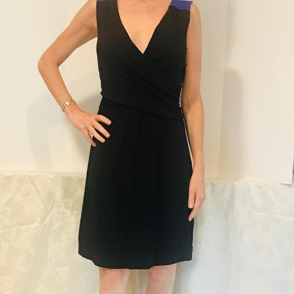 Lila P Black Sleeveless Dress with purple detail